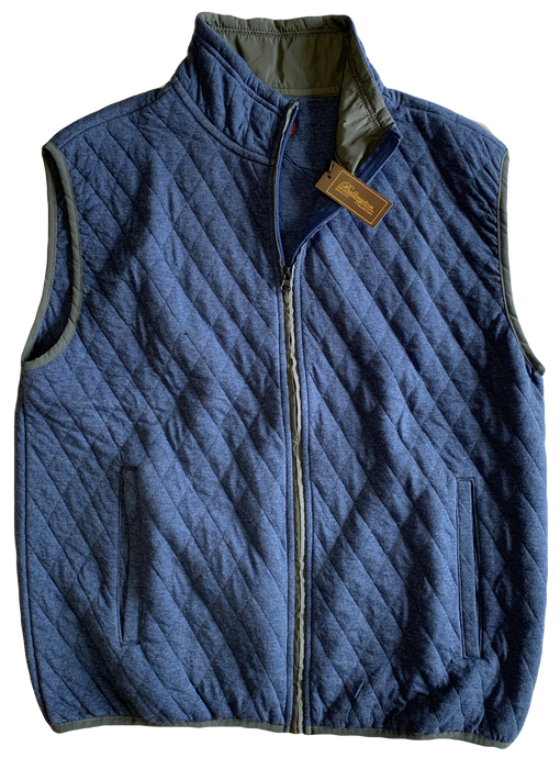 Blue Quilted Zip Mock Vest